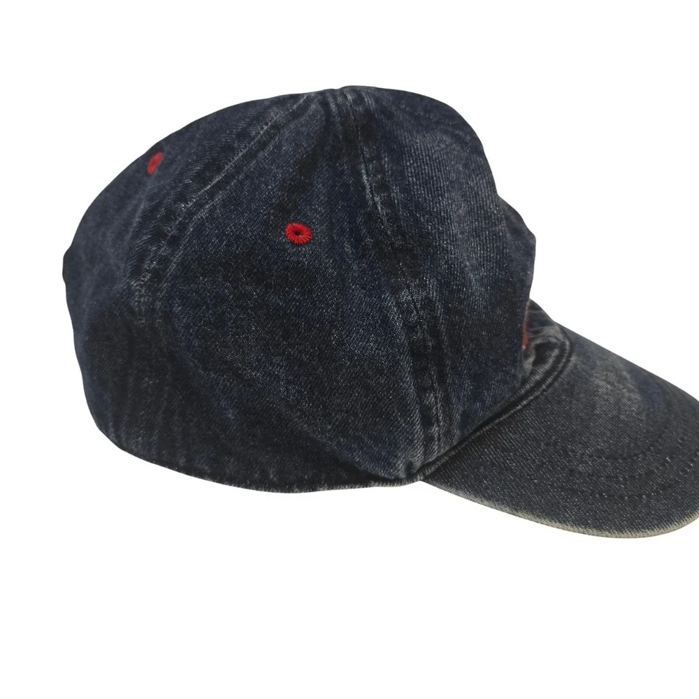 Toddler‎ Old Navy Hat Denim 4T- 5T Cap Elastic Back Red Retro Embroidered Logo